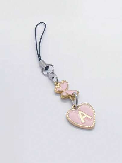1个粉色字母A-Z和精致蝴蝶图案手机挂饰 - 耐用合金材质，是送给朋友、闺蜜和生日礼物的完美之选，非常适合作为手机挂饰、闺蜜礼物或优雅配饰。