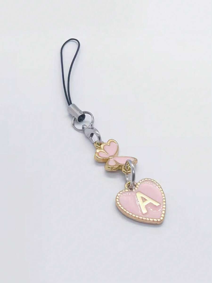 1个A-Z字母和优雅蝴蝶造型手机挂饰 - 耐用合金材质，适合作为礼物送给朋友、女朋友，生日礼物，手机挂饰，女友礼物，优雅配饰 - 彩色 - 查看 1