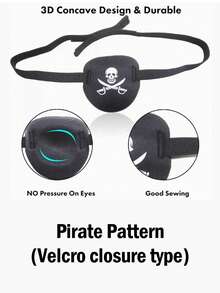 1个黑色眼罩，成人尺寸，可水洗，适用于弱视，佩戴舒适，弹性绑带，纯色设计 - 彩色 - 查看 6