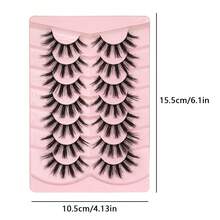 7 Pairs Manga Lashes Cat Eye Lashes Faux Mink Eyelashes Wispy Lashes Pack Natural Full False Eyelashes Cosplay Travel Essentials Makeup Tools Strip Lashes, Lashes, Eyelashes, Fake Lashes - Black - View 4