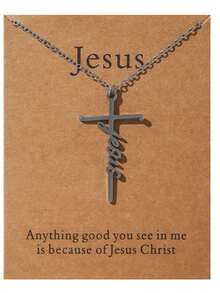 1pc, Lcherry Faith Cross Necklace, Women Religious Gifts, Women Christian Jewelry Gifts, Creative Small Gifts, Holiday Accessories, Birthday Party Supplies, Birthday Gifts, Party Favor Supplies - 1PC - View 4