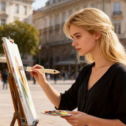 1pc Special Combination Paint Brush With Grooved Handle, Suitable For Watercolor, Oil Painting, Can Be Used For Textured, Detailed And Wide Brushstrokes, Ideal For Hobbyists And Professional Artists