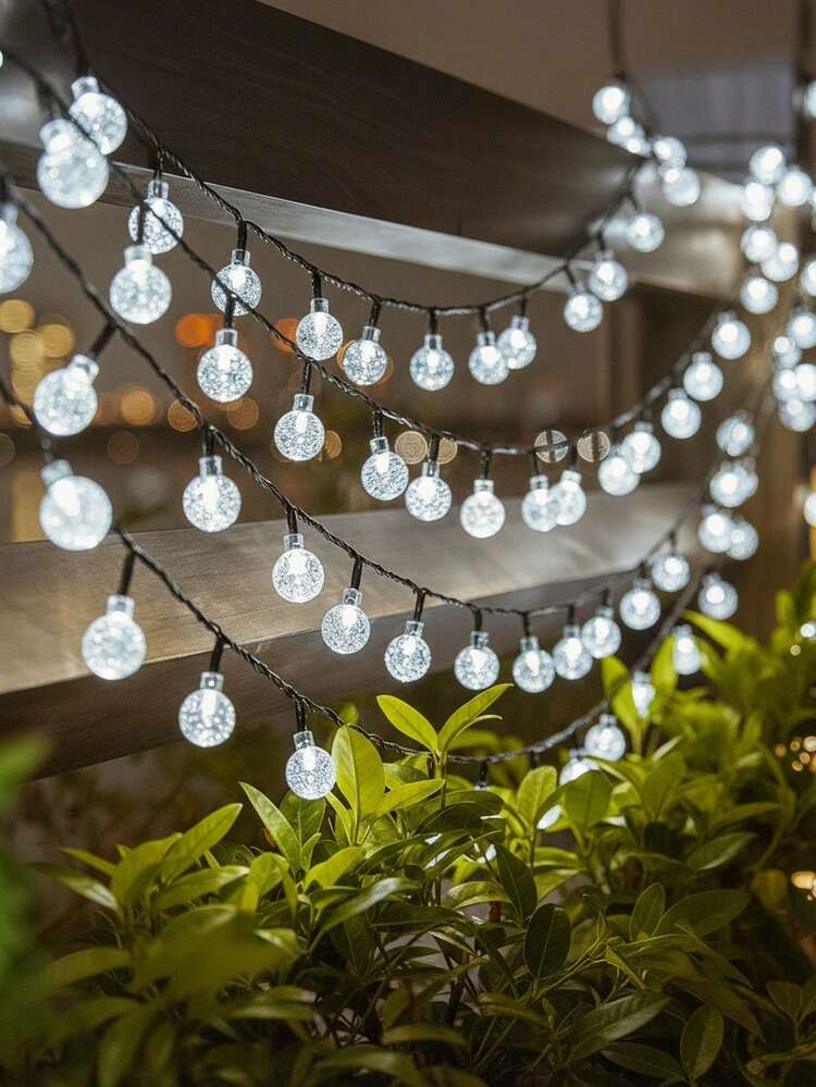 1 Packung 20/50/100/200 LED Solar Kristallkugel Lichterkette mit 8 Beleuchtungsmodi - Warmweiß, geeignet für Halloween, Weihnachten Outdoor-Dekoration, Solargartenbeleuchtung, Terrasse und Party-Dekorationen, IP44 solar betriebene Outdoor-Dekoration, intelligente Beleuchtungsstreifen, ideal für Bars, Zelte und Camping, dekorative Solargartenbeleuchtung - Mehrere Stile - Übersicht 10
