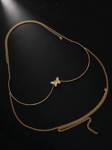 新款金属性感蝴蝶胸链，欧美高端夜店及音乐节必备 | 身体链 - 金色 - 查看 2