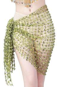 Women's Hollow Out Belly Dance Hip Scarf, Women's Belly Dance Fringe Sequin Skirt - Multicolor - View 6