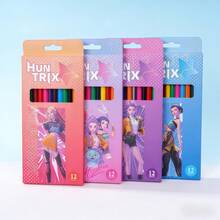 1 套 Kpop 动漫风格 2B 铅笔，12 支随机盒装，书写流畅，素描铅笔，适合学生、艺术家、学校和办公室使用（款式和包装随机） - A - 查看 4