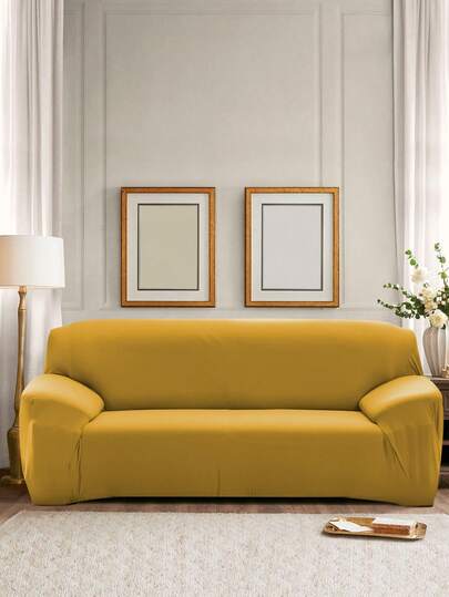 1 pieza Funda de sofá de unicolor, moderna y minimalista, de poliéster elástico, extraíble y lavable a máquina, adecuada para sala de estar, comedor, estudio, dormitorio, uso doméstico