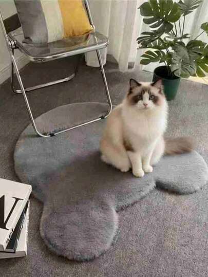 1pc Cute Panda Head Faux Fur Rug, Gray Bedroom Bedside Carpet, Thick Plush Sofa Cushion, Pet Cozy Nest Mat. Interesting Design, 1-5cm Trimming Tolerance, Soft Decorative Rug, Bedroom Decor, Small Rug, Carpet, Home Decor, Living Room Rug, Living Room Small Rug, Bedroom Rug, Living Room Home Decor, Outdoor Rug, Washable Rug, Fleece Rug