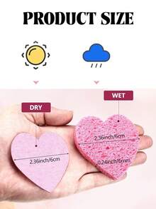 Compressed Cellulose Heart Shape Facial Sponges Natural Cosmetic Spa Sponges Reusable For Facial Cleansing Exfoliating - Coral Pink - View 4