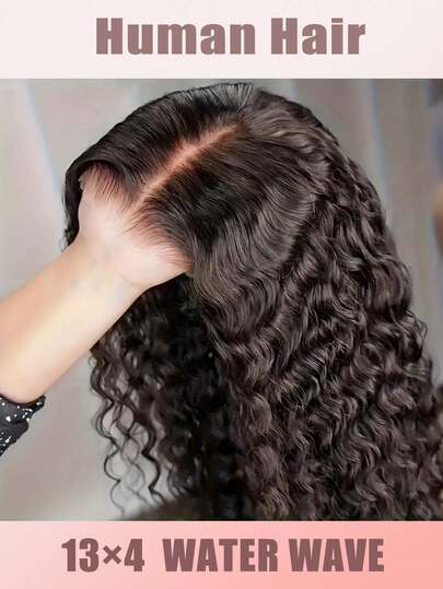 短款波波头假发，真人发水波纹波波头蕾丝前假发 | 预先拔毛，无需胶水，透明13x4蕾丝前假发，女士假发，蕾丝前假发，短卷发造型，易于造型和打理，200%密度短发假发，8-16英寸蕾丝前真人发短假发，预先拔毛，带婴儿发，百搭时尚造型，时尚假发，新手也能轻松佩戴，女士自然黑假发
