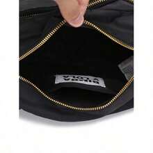 Women Shoulder Bags - Black + Pink With Black Text - View 2