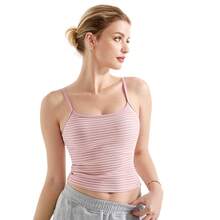 OMKAGI Women Cotton Ribbed Going Out Camisole Top Y2k Spaghetti Strap Summer Sleeveless Tank Top Female - 淺粉色 - 查看 3