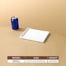 1pc White Faux Wood Grain Rectangular Serving Tray, Restaurant Hotel Beverage Tray, Hotel Toiletries Display Plate - White - View 11