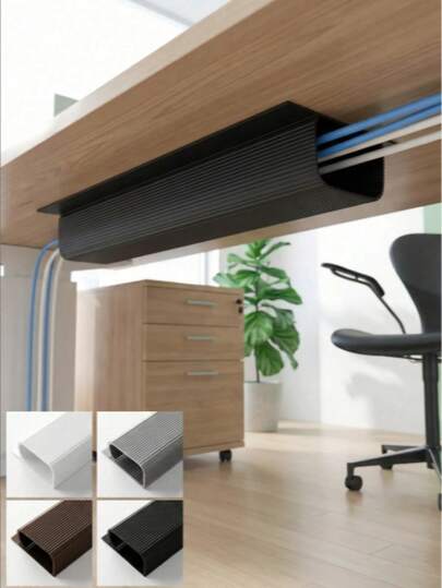Self-Adhesive Cable Management Tray - No Drilling Required, Easy Installation, Durable PVC Material, Multiple Colors Available, Can Hide Cable Accessories, Ideal For Home And Office Organization, Manages Multiple Power Sockets, Monitors And Computer Cables, Provides Cable Protection, Cable Cover, Self-Adhesive Cable Organizer, Cable Sleeve, Cable Protector. (Random Style, Color May Vary Slightly, Random Packaging)