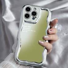The Fashionable Electroplated Cream Wave Mobile Phone Case Is Suitable For The Entire Series Of 16/ 15/ 14/ 13/ 12/ 11/ Pro/ Plus/ Max. The Buttons Are Sensitive Anti-Slip Shock-Absorbing Design Providing  Protection For The Mobile Phone - Silver - View 2