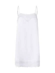 Women Patchwork Lace Cami Dress Fitted Square Neck Spaghetti Strap Mini Dresses For Daily Party Club - White - View 1