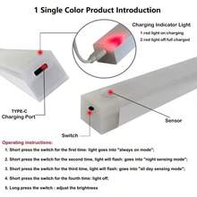 1个LED无线人体感应橱柜灯，无线磁吸USB充电夜灯，10厘米/20厘米/30厘米，适用于厨房、卧室、橱柜、衣柜、楼梯、走廊照明（请观看视频了解安装说明） - 白色 - 查看 10
