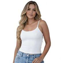 Women's Casual Tank Top With Spaghetti Straps For Gym - 白色 - 查看 2