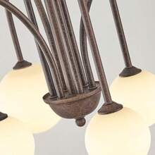 Lámpara de Araña Sputnik Café 6 Luces Lámpara de Araña Grande Moderna L40" Luz Colgante de Techo Larga de Mediados de Sio para Comedor con Pantallas de obo de Vidrio Esmerilado para Vestíbulo de-0003 - Marrón bronce(Brown Bronze) - Ver 1