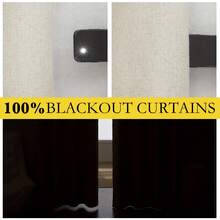 2pcs Blackout Beige Thermal Curtains - 99% UV Resistant Polyester, Grommet Top, Linen Texture, Bedroom Art Theme, Coated Blackout Thermal Insulation, Noise Reducing - Ideal For Bedroom, Farmhouse And School Deep Sleep, 120gsm - Beige - View 4