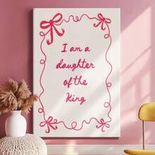 1 pza Póster "I am a daughter of the most high King", inspiracional, decoración de Pascua, cuadro de madera, póster vintage - Minimalista, moderno, estilo tipográfico, regalo ideal, decoración para sala, dormitorio u oficina, incluye herrajes - Vertical - Lienzo enmarcado - Ver 3