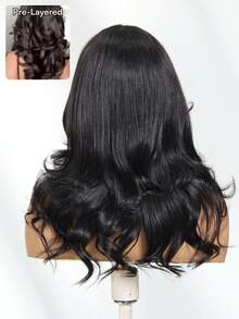 UNice 100%真人发蝴蝶剪裁假发，180%密度，告别打结，7x5蕾丝水波纹卷发，羽毛蝴蝶层次，隐形抽绳，预剪预漂，无需胶水，轻松贴合各种头型，透明蕾丝可染色 - SNatural - 查看 5