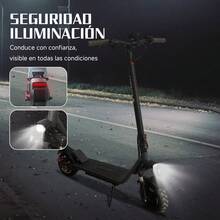 Patinete eléctrico F40 | Motor de 500 W, batería de 12,5 AH, neumáticos sólidos antideslizantes de 10 pulgadas, batería de larga duración, 3 modos, velocidad máxima de 45km/h, absorción de impactos delantera y trasera, freno electrónico de rueda trasera + freno mecánico, plegable, altura ajustable, marco de aleación de aluminio. - Negro - Ver 4