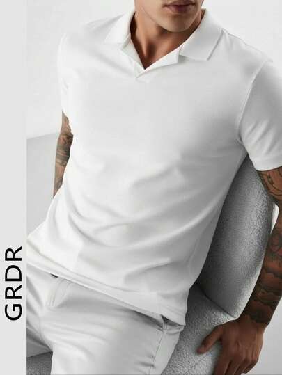 GRDR 男士时尚纯色百搭Polo领短袖T恤