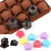 1/4 Pcs Diamond Chocolate Baking Mold, Frozen Dessert Ice Cube Tray, Ice Cream Mold, Baking Mold, Fondant Cake Decorating Mold, Home Kitchen Accessories - Coffee Brown - View 4