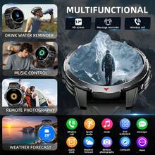 O novo smartwatch da LIGE possui bateria de 1100 mAh, lanterna LED, previsão do tempo, resistência à água para uso diário, mais de 100 modos esportivos, lembrete de chamadas, gravação de atividades físicas e é um relógio inteligente para esportes e atividades ao ar livre, unissex, com o mesmo estilo. - Preto - Ver 3