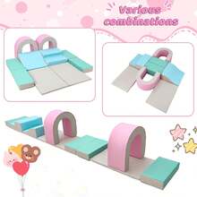 Set de bloques de escalada de espuma - 10PCS juego activo de interior, juego de escalada suave para bebés, preescolares, niños pequeños - Rosa - Ver 3