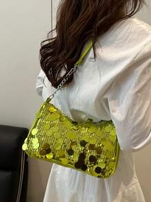 New Fashionable Versatile Chain Shoulder Bag, Underarm Handbag For Women - Green - View 2