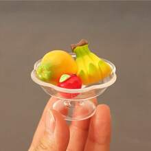 5/10件組迷你3D水果盤套組，3D葡萄木瓜水果盤裝飾品，娃娃屋裝飾、廚房裝飾、桌面擺飾、DIY微縮場景裝飾、廚房用品、攝影道具 - 彩色 - 查看 3