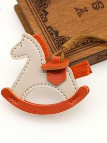 Cute Leather Horse Pendant Car Interior Decor Hanging Ornament, Adorable Rearview Mirror Decoration - Blue - View 3