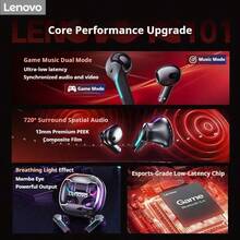 Lenovo TG101 TWS Gaming Earbuds With Hybrid Active Noise Cancelling, Bluetooth 5.4 For Stable Dual Device Connection, 40ms Low Latency Mode For Gaming & Videos, 24H Total Battery With Fast Charging, Secure Ergonomic In-Ear Fit, Touch Controls, Hi-Fi Stereo Sound With Deep Bass, Clear Voice Calls, Perfect For Mobile Gaming, Music, Workouts, Office - Multicolor - View 6