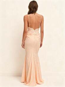 Formal Dresses For Women Lace Mermaid Long Dress Set For Women Gentle Banquet Socialite Gown - 粉色 - 查看 3