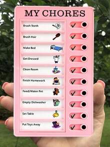 1pc Kids' Self-Regulation Message Book Punch Card Memo Pad, Students' Check List Planner Reminder Board, Daily To-Do List - 黑白 - 查看 8