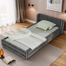 Einzelbett 90*200 Cm, High-Freundlicher Chenillestoff, Comfortable Rückenlehne, Also The Kinderbett Geeignet, Dark Gray (Ohne Matratze) - Dark Gray - View 5