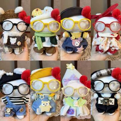 一套新款时尚可爱娃娃服装，适合10厘米高的猫咪毛绒娃娃，娃娃衣服，生日/圣诞节/新年礼物（注意：仅出售衣服，不含娃娃、眼镜、鞋子）