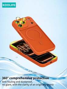 Koolife 2pcs Phone Case + Dust Plug Set: [1pc Magnetic Protective Phone Case, 1pc Rhinestone Butterfly Dust Plug], Built-In Lens Protector, PC+TPU, Wireless Charging Compatible, Matte Texture, Full Coverage Shockproof, Compatible With Apple11/11pro/11promx/12/12pro/12promax/13/13Pro/13ProMax/14/14Pro/14ProMax/14 Plus/15/15 Plus/15Pro/15ProMax/16/16Pro/16ProMax/16e/17/17Pro/17ProMax/17Air - Orange + Butterfly Accessories - View 6