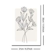 1/3件套无框波西米亚风线条植物花卉帆布海报，波西米亚抽象花卉墙面艺术印刷品，极简主义装饰画，适用于宿舍、客厅、卧室、现代家居装饰 - A - 查看 21