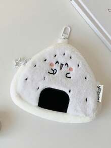 1个卡通女孩心形饭团毛绒零钱包，学生可爱配饰，耳机收纳包，数据线整理袋 - 彩色 - 查看 13