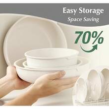 17 PCS Pots And Pan Set, Nonstick Cookware Set Detachable Handle, Induction Kitchen Cookware Sets Non Stick With Removable Handle, RV Cookware Set, White - 17PCS - View 7