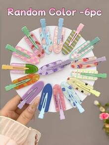 12/6/1件装 女孩甜美多巴胺可爱无痕发夹，多功能侧刘海夹卡通水果断发夹，女孩发夹发饰套装，女士发夹，日常装饰发饰，女士节日发饰，发爪，发夹，发卡，发卡 - 彩色 - 查看 10