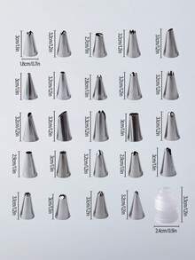 25pcs Stainless Steel Piping Nozzle Set - Silver - View 9
