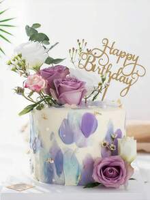 6个/12个蛋糕装饰旗，生日蛋糕装饰，亚克力生日蛋糕装饰，甜点桌装饰，烘焙用品，派对装饰，厨房必备，节日礼物 - 金色 - 查看 2