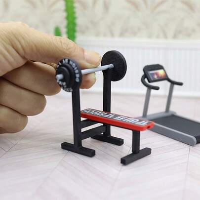 1:12 Scale Miniature Fitness Equipment Model, Mini Treadmill/Barbell, Realistic Gym Equipment Model, Micro Landscape Gym Decor Props, Decorative Accessories, Dollhouse Fitness Gear
