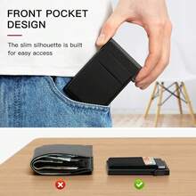 Customized Aluminum Alloy Anti-Theft Card Holder Wallet - Automatic Pop-Up Card Clip With Cash Pocket, Ultra-Thin RFID Blocking Men's Wallet Credit Card Holder, Aluminum Alloy Minimalist Business Anti-Demagnetization Credit Card Case, Suitable For Banknotes, Coins And Debit Cards - Multicolor - View 5