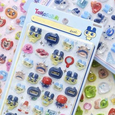 SHARLOVY 1pc Children Cartoon 3D Sticker, Cute Cat Design 3D Sticker, Suitable For DIY Phone Case, Notebook, Crafts, Computer, Gift Packaging, Party Decoration, Perfect Holiday Gift, Fan Gift, Back To School Gift (Random Style)