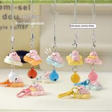 1个新款创意躺卧小猪钥匙扣，可爱女孩背包挂件，友情礼物，派对礼物，精致礼物，迷你摆件，生日礼物，节日礼物，圣诞节礼物，毕业礼物，愚人节礼物，万圣节礼物 - 彩色 - 查看 4